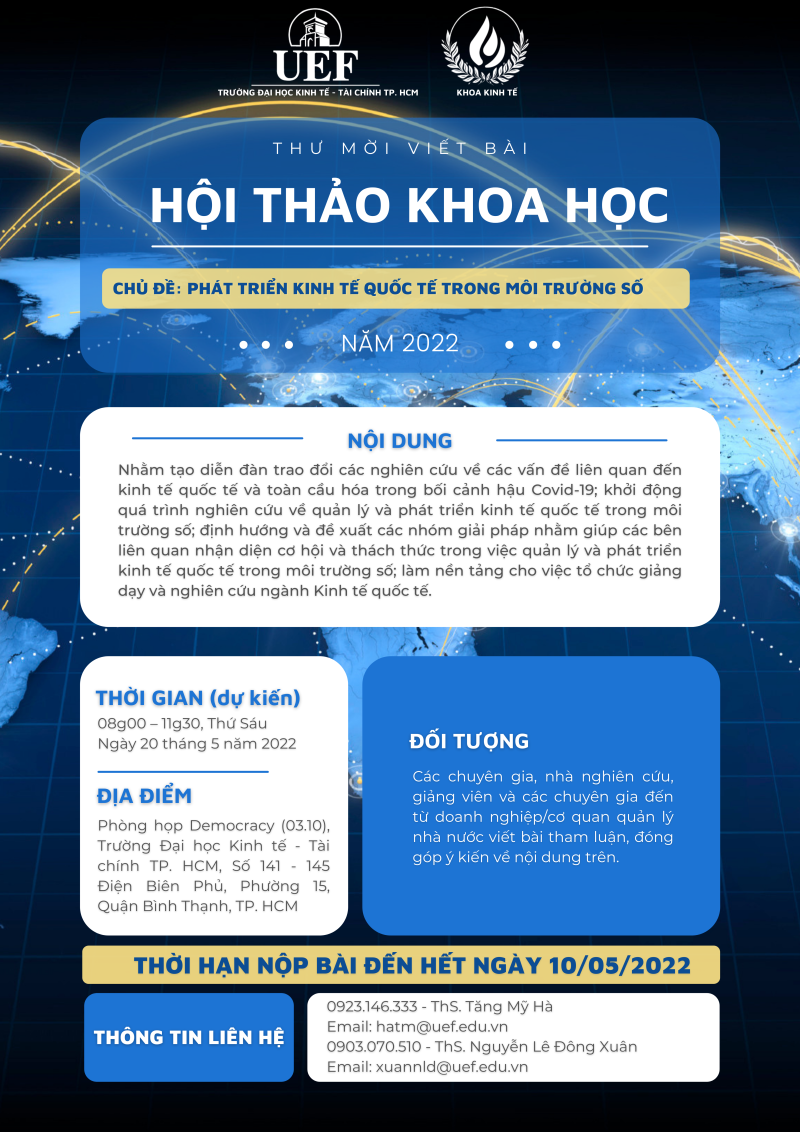 Thư Mời Viết Bài Hội Thảo Khoa Học Chủ đề “phát Triển Kinh Tế Quốc Tế